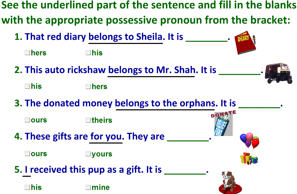 personal and possessive pronouns worksheet