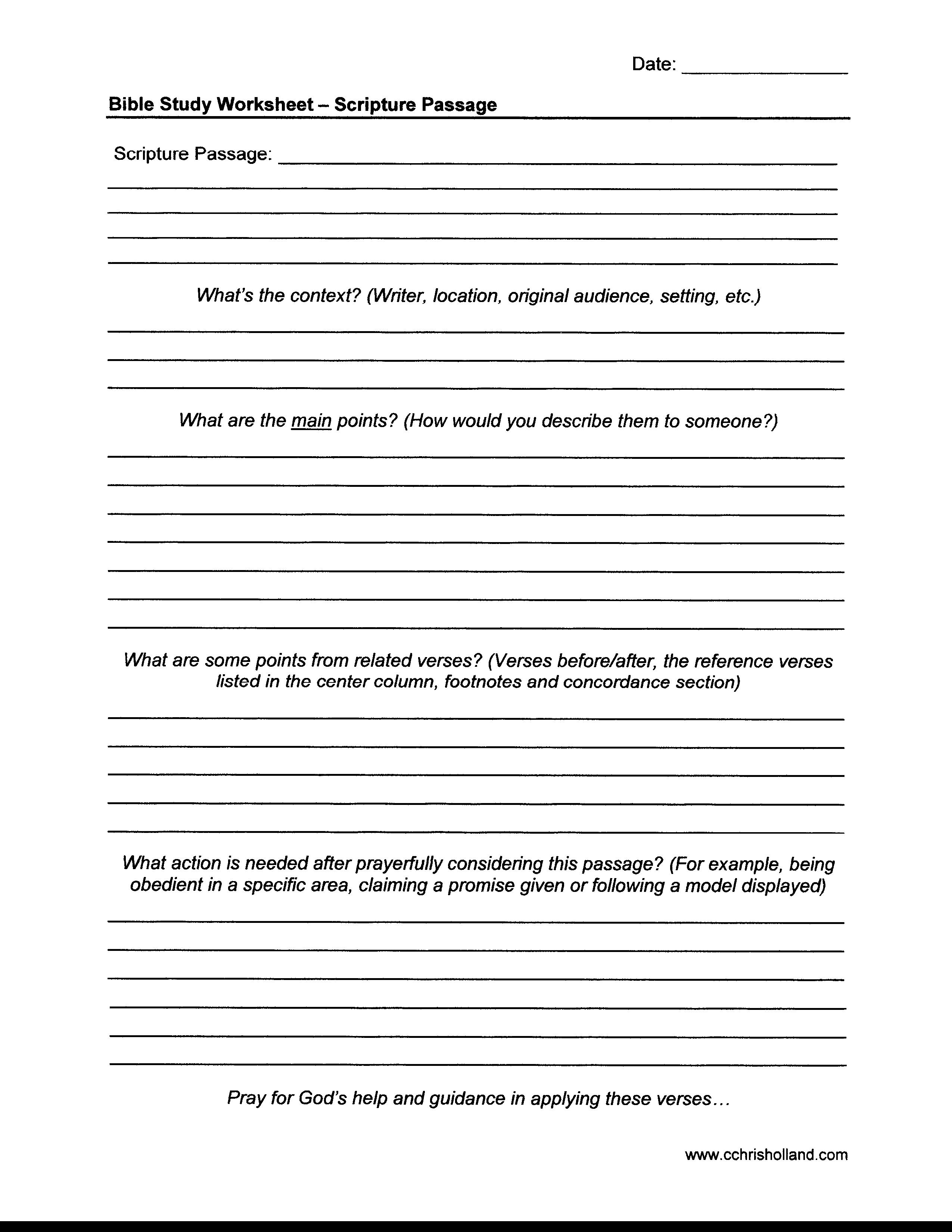 Bible Study Worksheets | cchrisholland