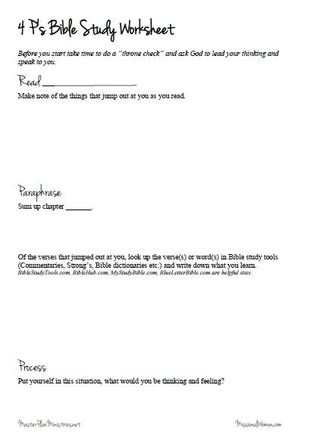 4 Ps Personal Bible Study Worksheet - MISSIONAL WOMEN