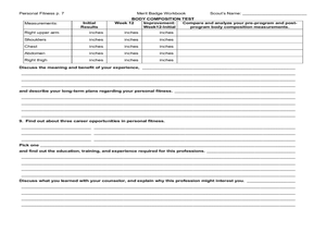 Personal Fitness: Merit Badge Worksheet for 5th - 12th Grade ...