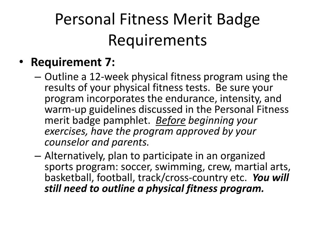 personal fitness merit badge worksheet