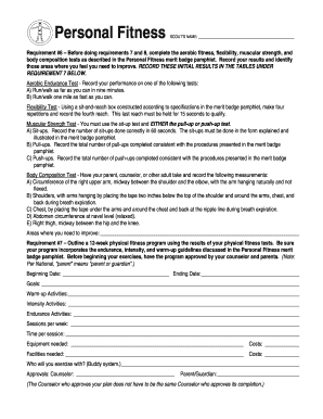 personal fitness worksheet