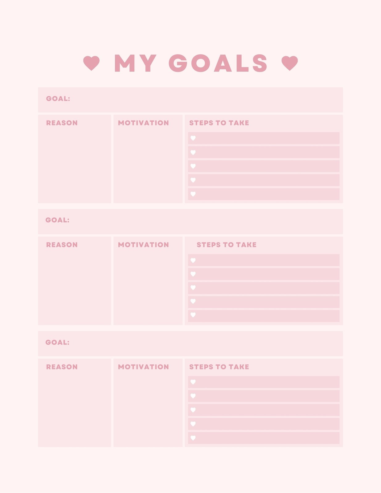 personal goal worksheet