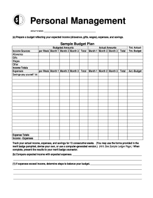 personal management merit badge answers for worksheet