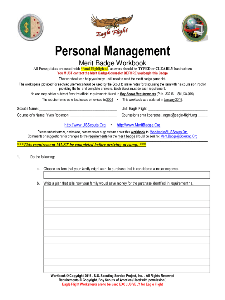 Personal Management Merit Badge Answers - Fill Online, Printable ...
