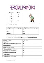 Personal pronouns - ESL worksheet by evelinamaria