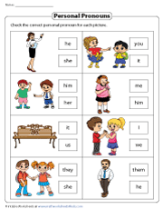personal pronoun worksheet pdf