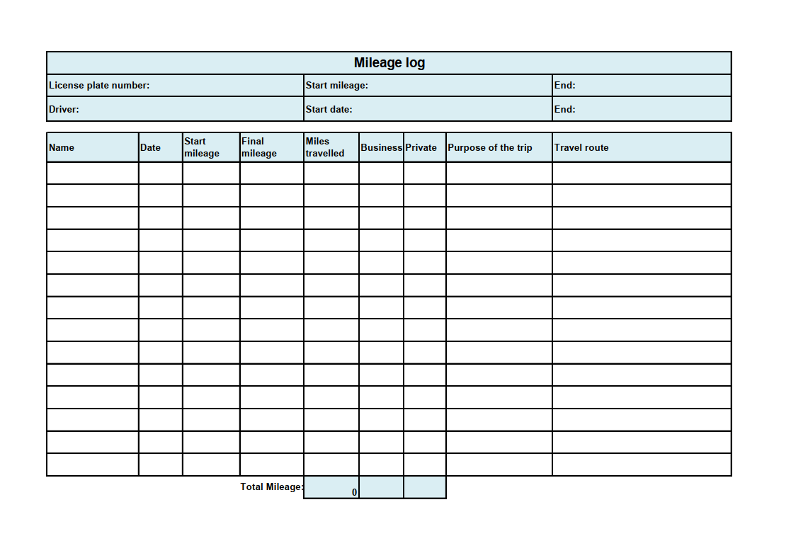 personal use of company vehicle worksheet