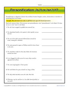 Personification-Is It or Isnt It? | Figurative Language Worksheets