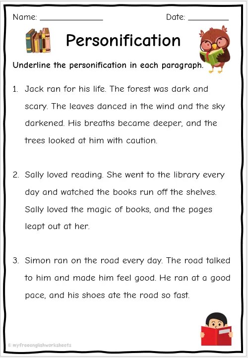 Personification Worksheets - Identifying Personification | English