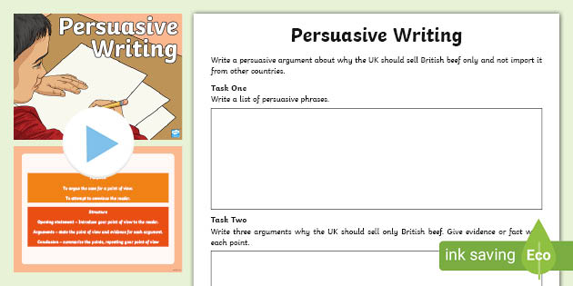 Persuasive Writing PowerPoint &  Worksheet - Primary - KS2