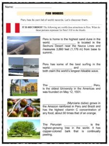 Peru Facts, Worksheets, History, Geography, Climate &  Economy For Kids
