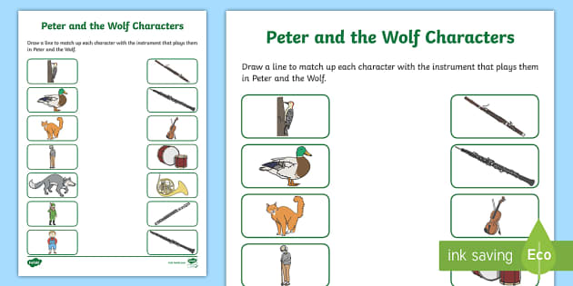 peter and the wolf worksheet