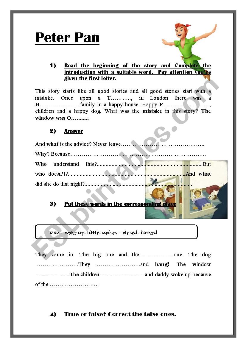 Peter Pan - ESL worksheet by alvia45