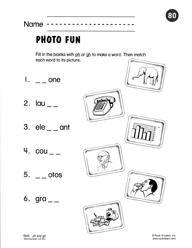 ph phonics worksheet