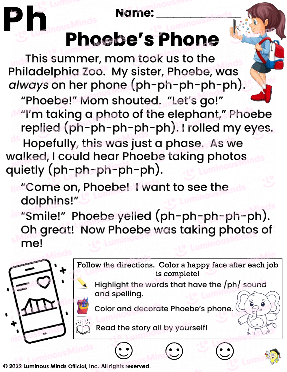 Phoebe’s Phone - Reading Practice with Digraph: “ph”