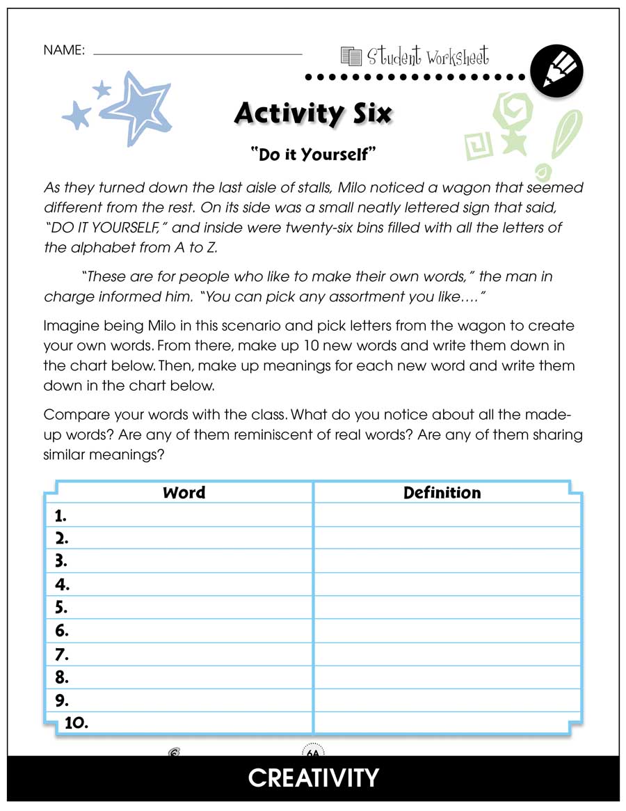 phantom tollbooth worksheet