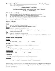 phase change worksheet with answers