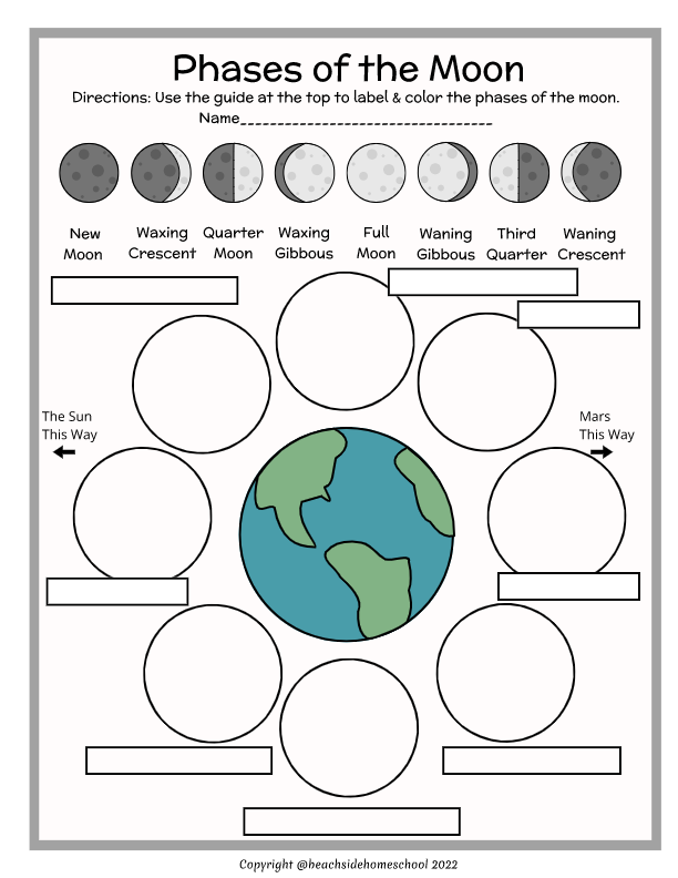 phases of the moon for kids worksheet