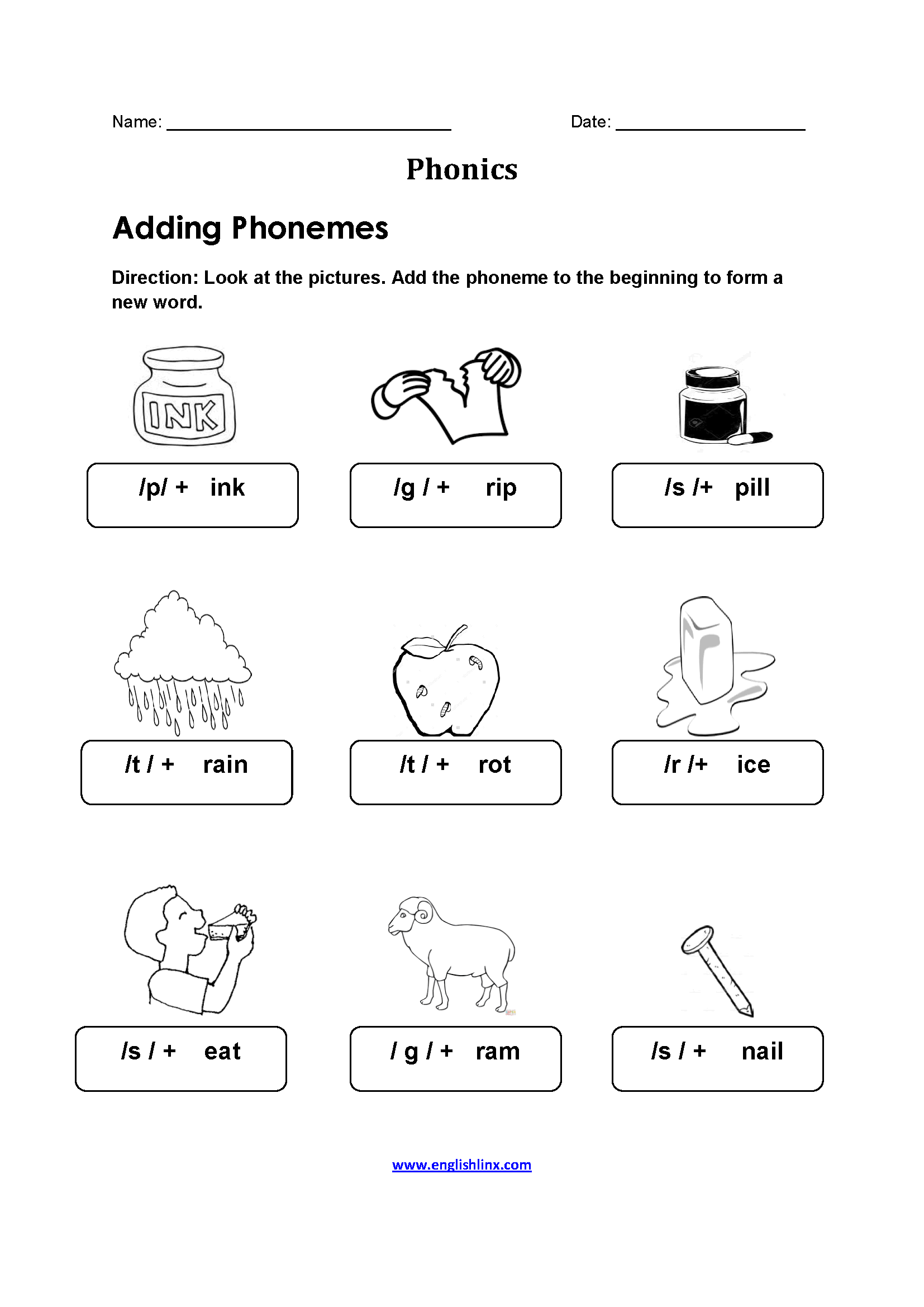 phonemes worksheet