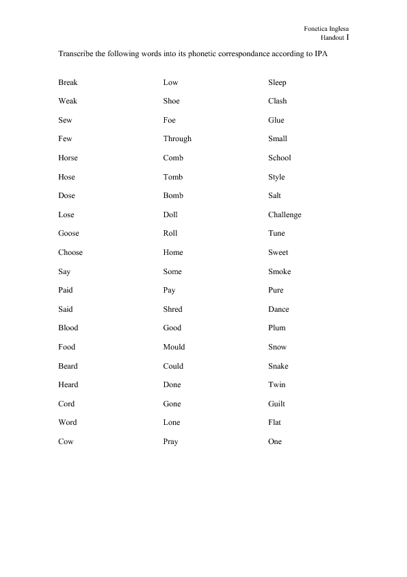 phonetics worksheet