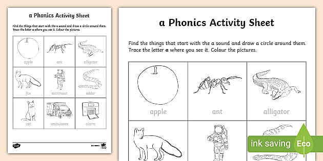 Phonics Worksheet - a (teacher made) - Twinkl