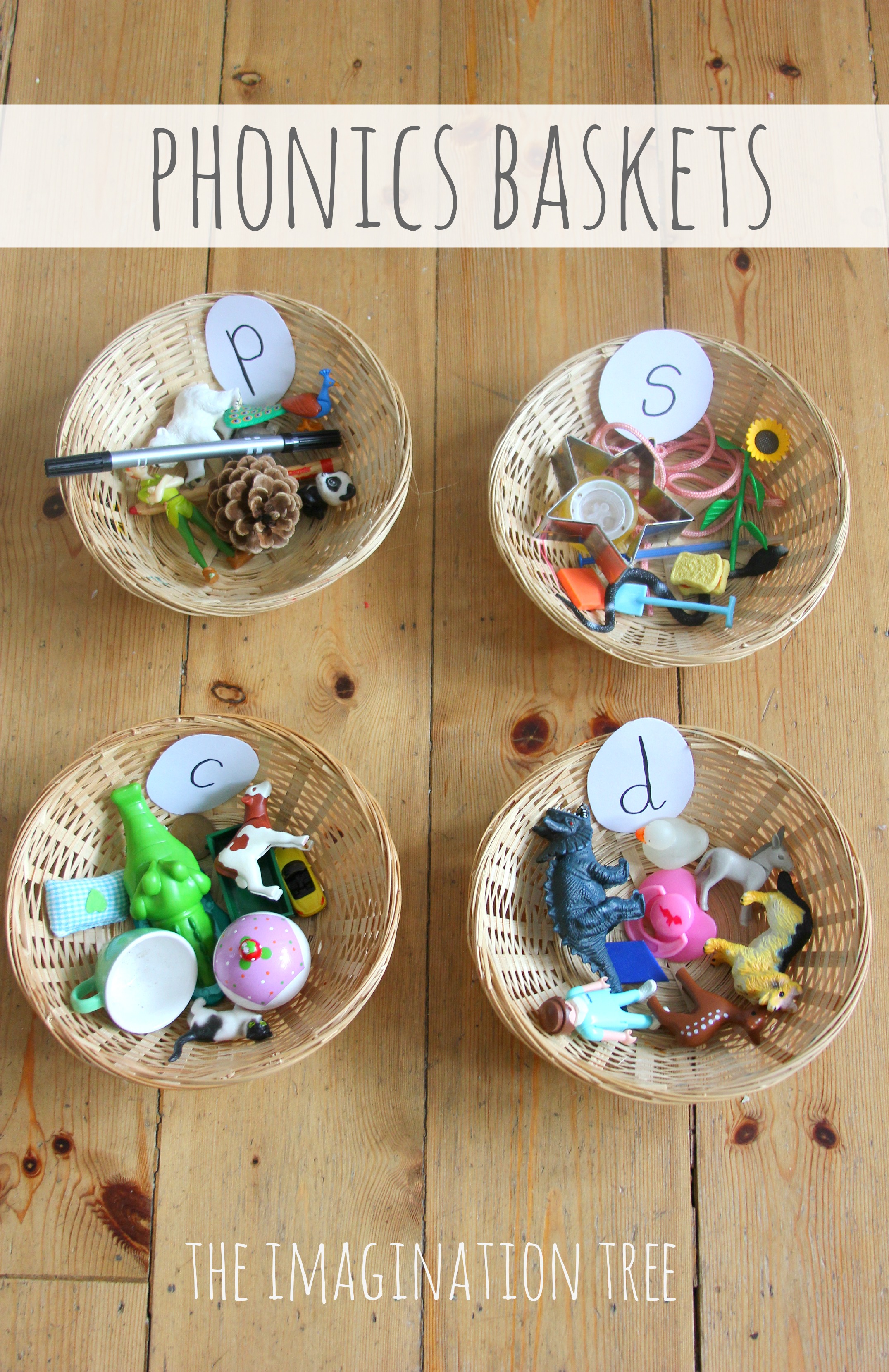 Sorting Baskets Phonics Activity - The Imagination Tree