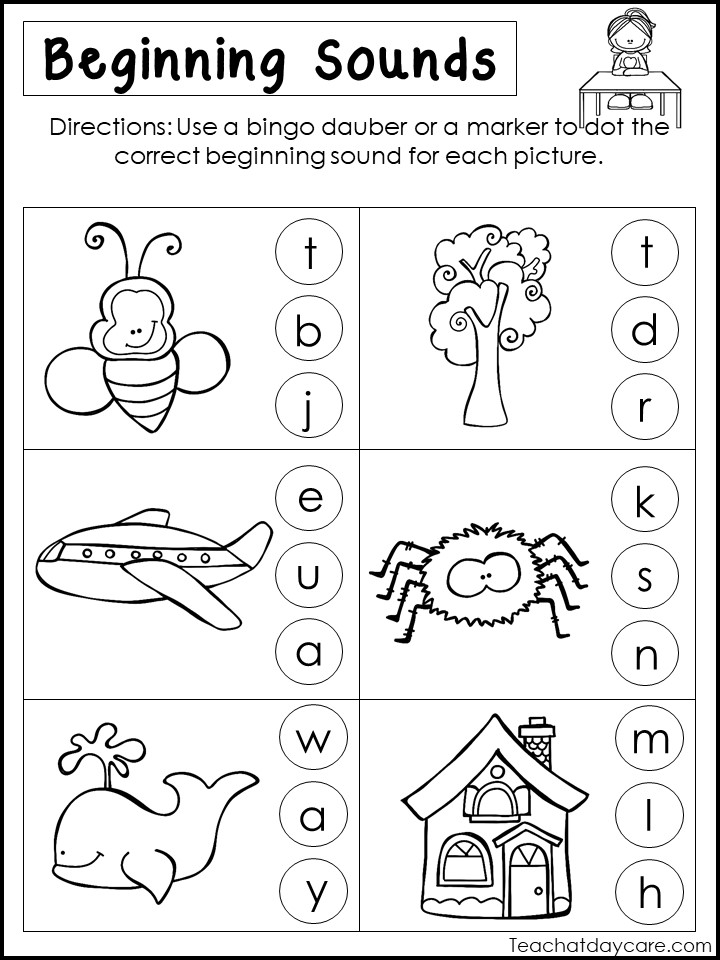 10 Beginning Sounds Printable Phonics Worksheets.