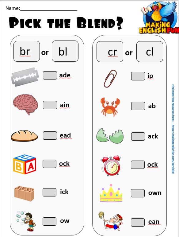 Blends Worksheets | Download Free Printables For Kids