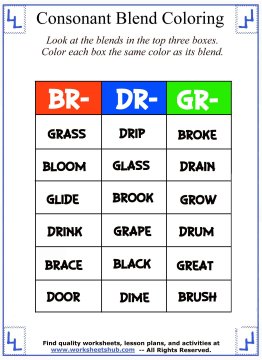 Free consonant blends with l worksheets for preschool children