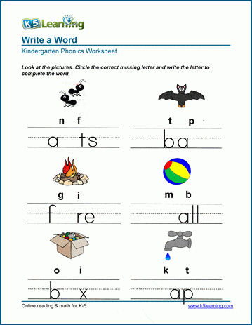 Phonics worksheets for kindergarten students | Worsheets library