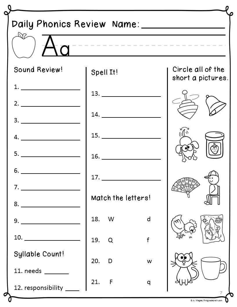 Daily Phonics Review Sheets (Works with or without Scott Foresman ...