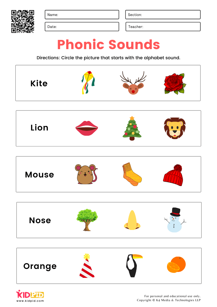 phonics worksheet for 5 year olds