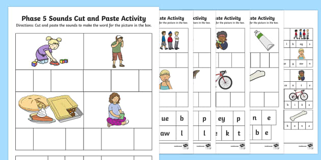 Phase 5 Sounds Cut and Paste Worksheet / Worksheets - Twinkl
