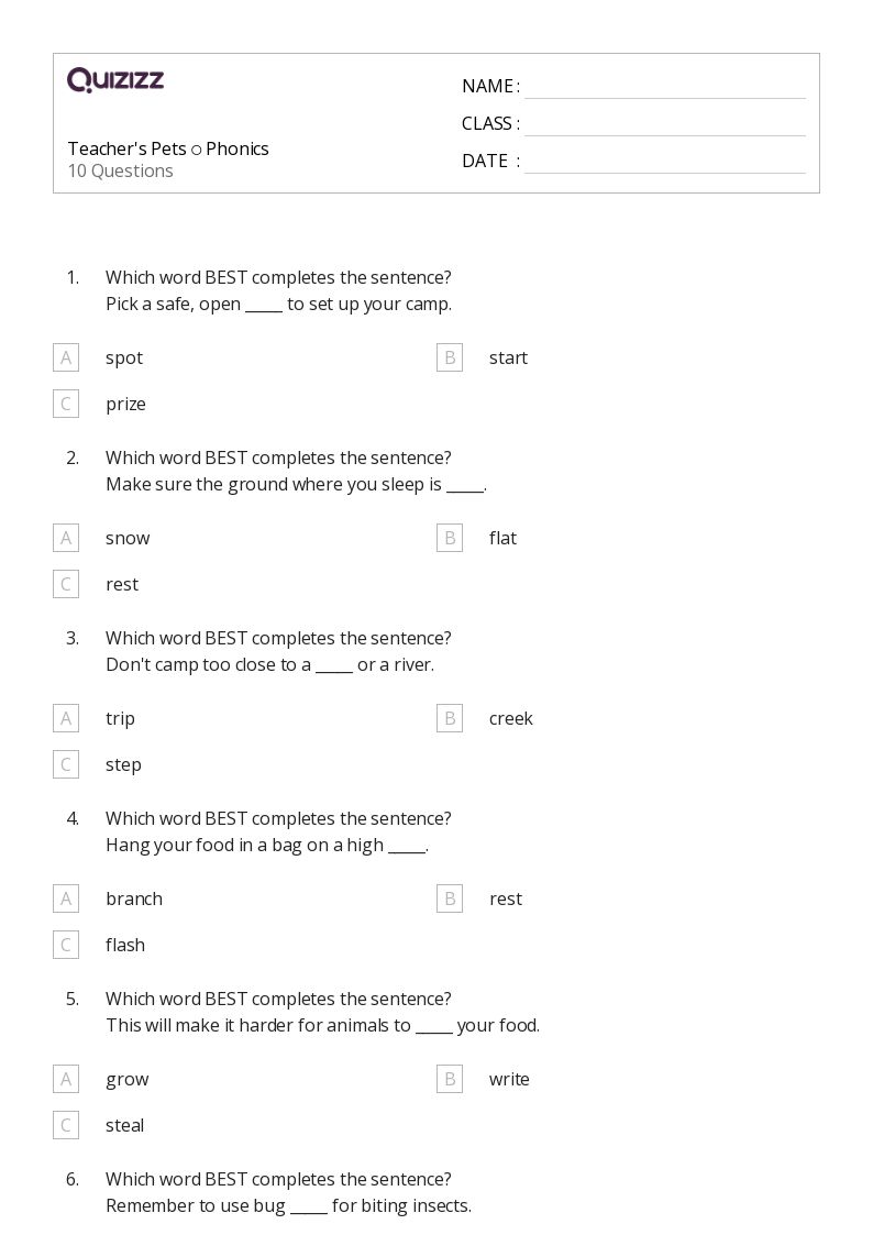 50+ Phonics worksheets for 2nd Grade on Quizizz | Free &  Printable