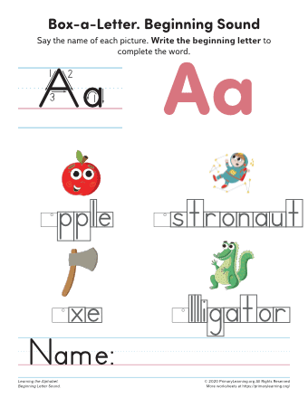phonics worksheet letter a