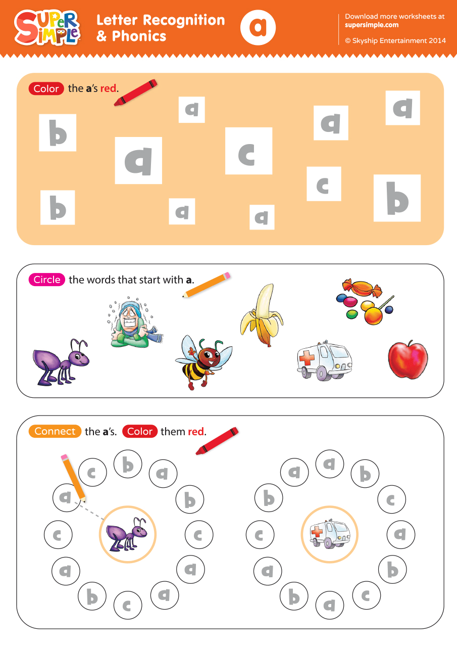phonics worksheet letter a