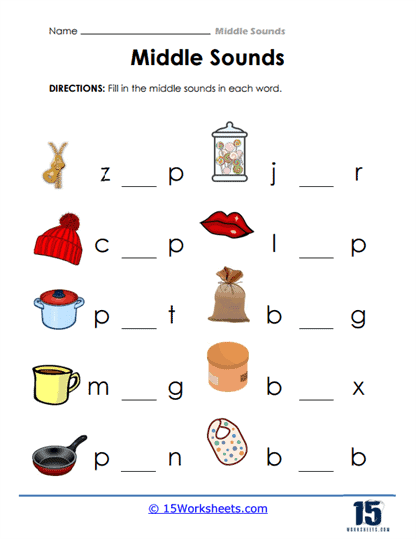 Middle Sounds Worksheets - 15 Worksheets Library