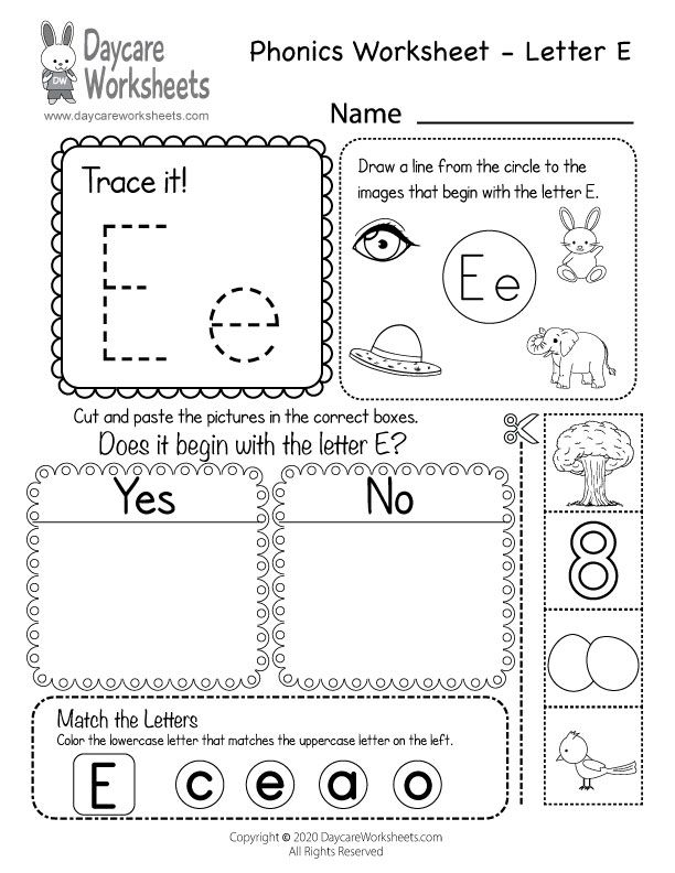 phonics worksheet pre k