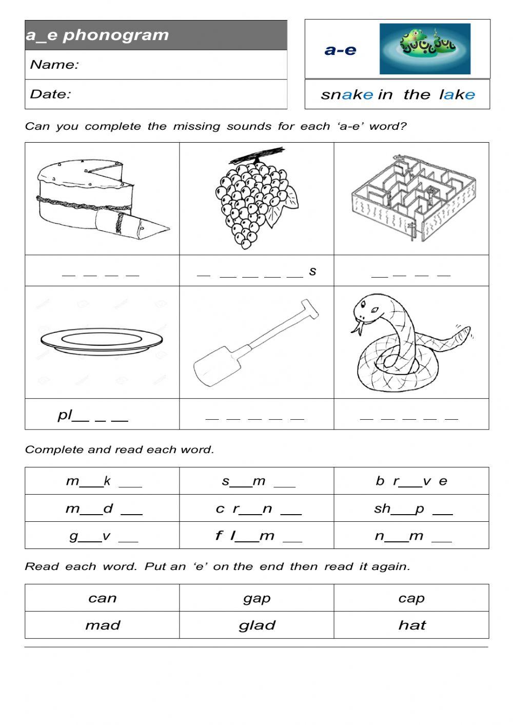 Ae phonogram interactive worksheet Live Worksheets Worksheets Library