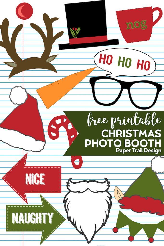 Free Christmas Photo Booth Props Printable - Paper Trail Design