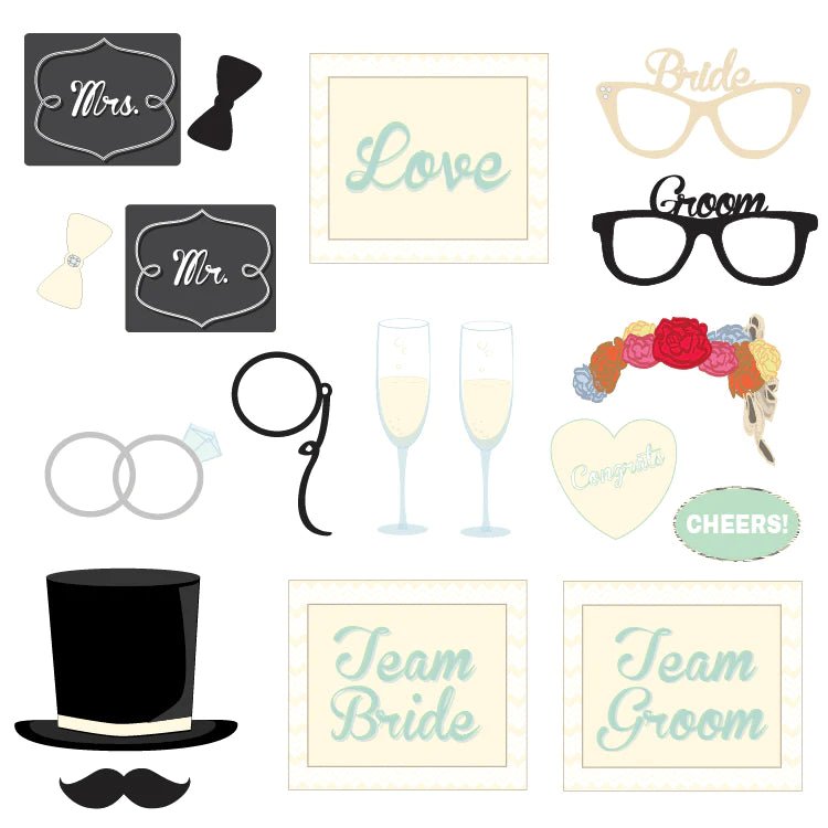 Printable Wedding Photo Booth Props - Pixilated