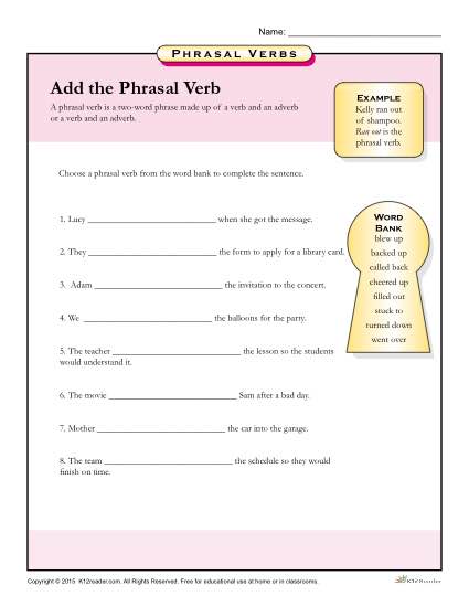 phrasal verbs worksheet