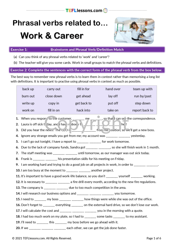phrasal verbs worksheet