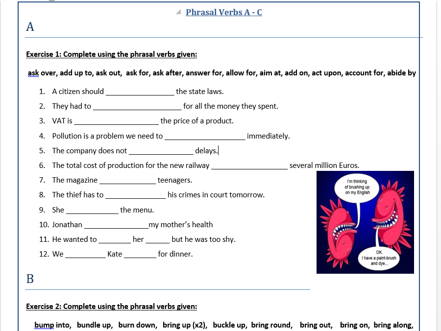phrasal verbs worksheet