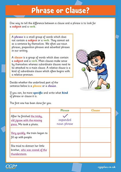 Mixed Grammar — Phrase or Clause (Year 6) | CGP Plus