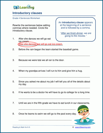 Introductory clauses worksheets | Worsheets library