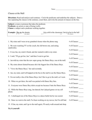Clauses worksheet | PDF
