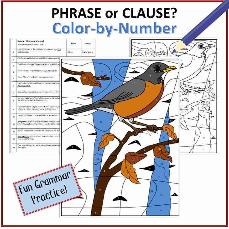 Phrase or Clause Color-by-Number - Wonder-Filled Days