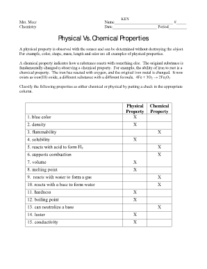 Physical And Chemical Properties Worksheet - Fill and Sign ...